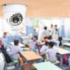 CCTV Security monitoring student in classroom at school.Security camera surveillance for watching and protect group of children while studying.